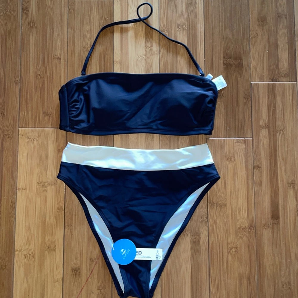 Dark navy n white bathing suit